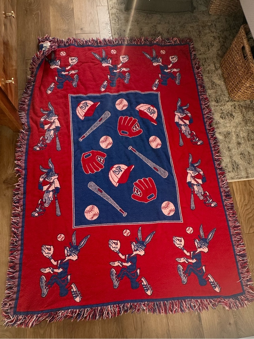 Vintage Looney Tunes Baseball Woven Throw